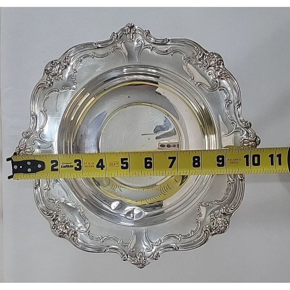 Vintage Gorham Silverplate Serving Bowl YC1308 Ornate Scroll Border 10
